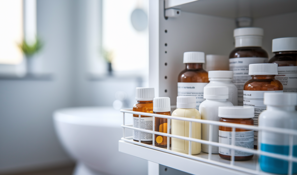 armoire-medicaments-rangee-etiquettes-floues