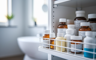 armoire-medicaments-rangee-etiquettes-floues