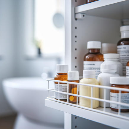 armoire-medicaments-rangee-etiquettes-floues