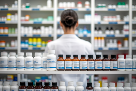 bouteilles-rangees-pharmacien-dos