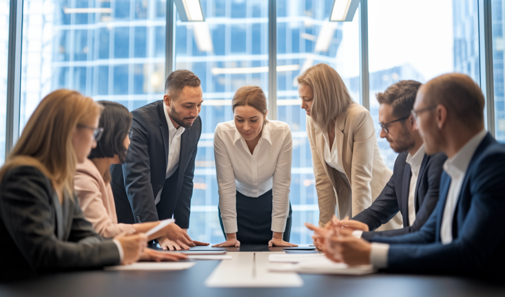 groupe-professionnels-bureau-moderne-table