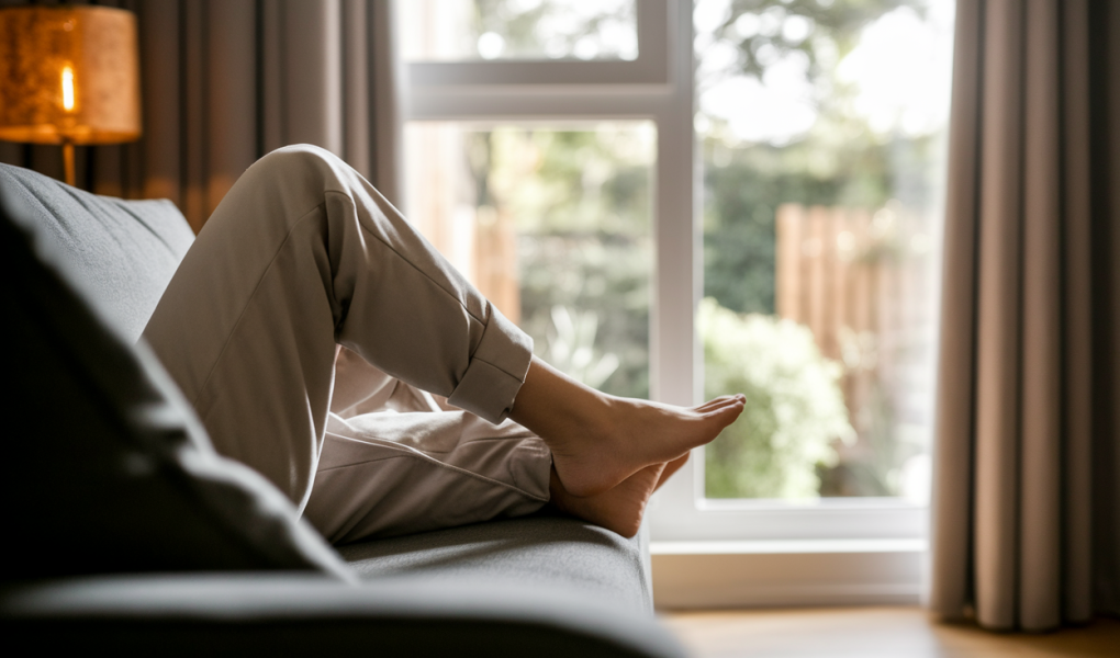 personne-canape-jambes-coussin-jardin