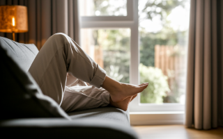 personne-canape-jambes-coussin-jardin