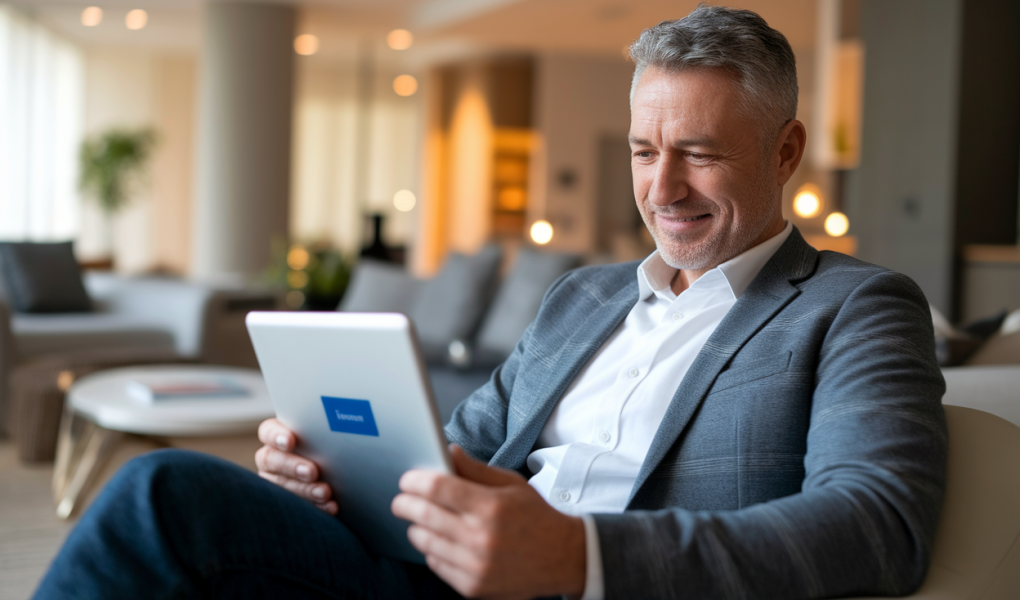 personne-tablette-salon-flou