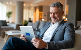 personne-tablette-salon-flou