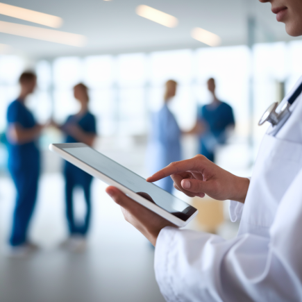 professionnel-sante-tablette-blouse-blanche