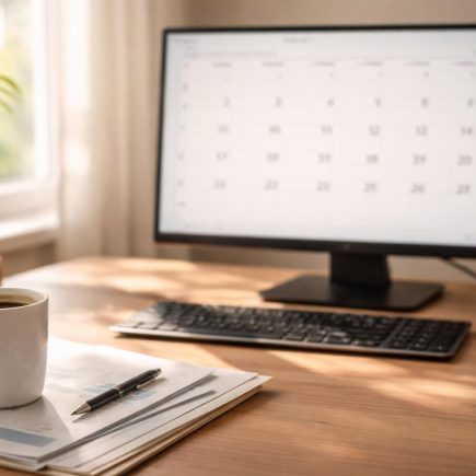 bureau-ordinateur-calendrier-tasse-papiers
