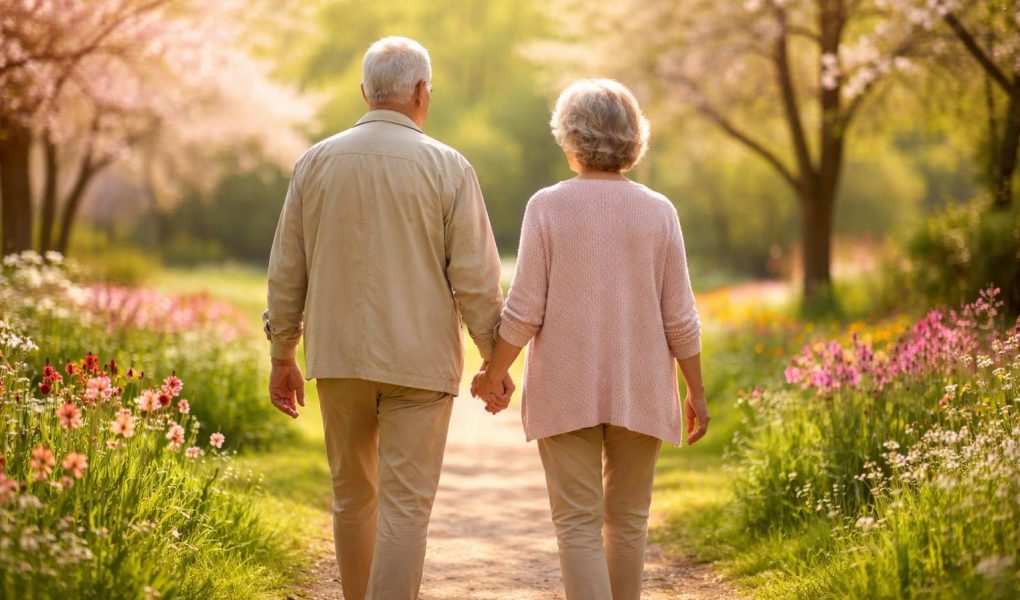couple-senior-parc-fleurs-printemps