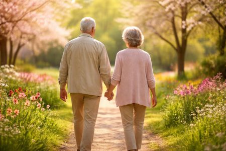 couple-senior-parc-fleurs-printemps