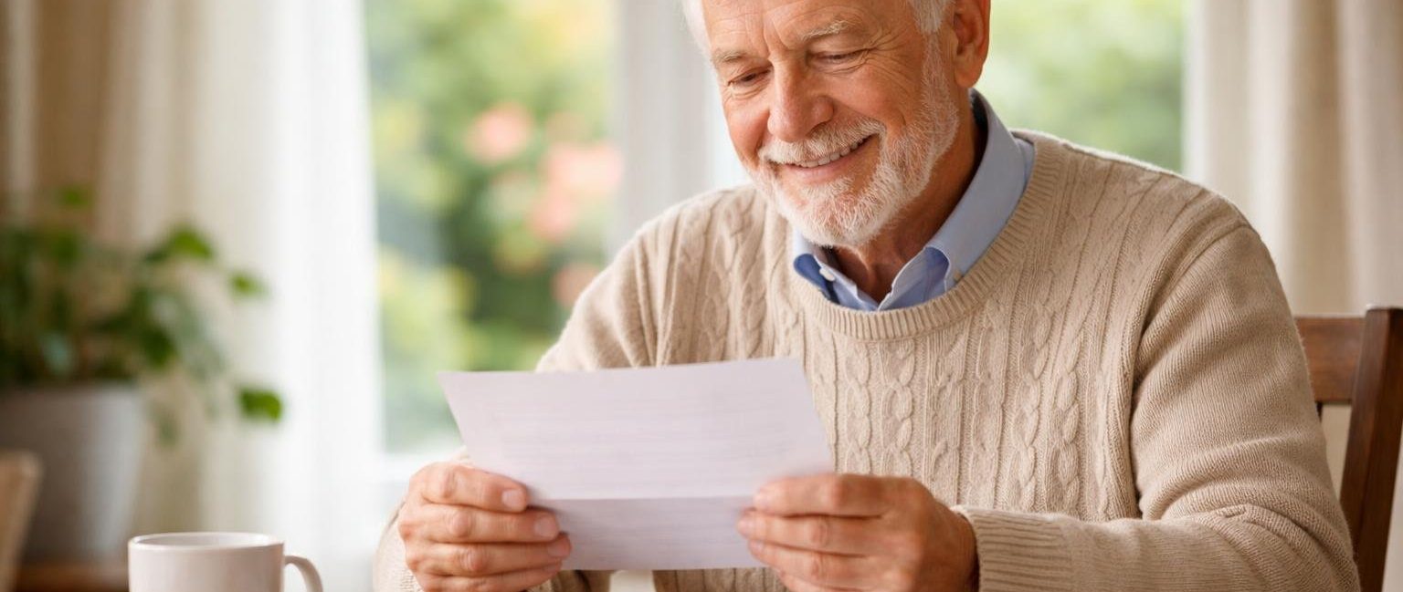 senior-table-lettre-satisfait-fenetre