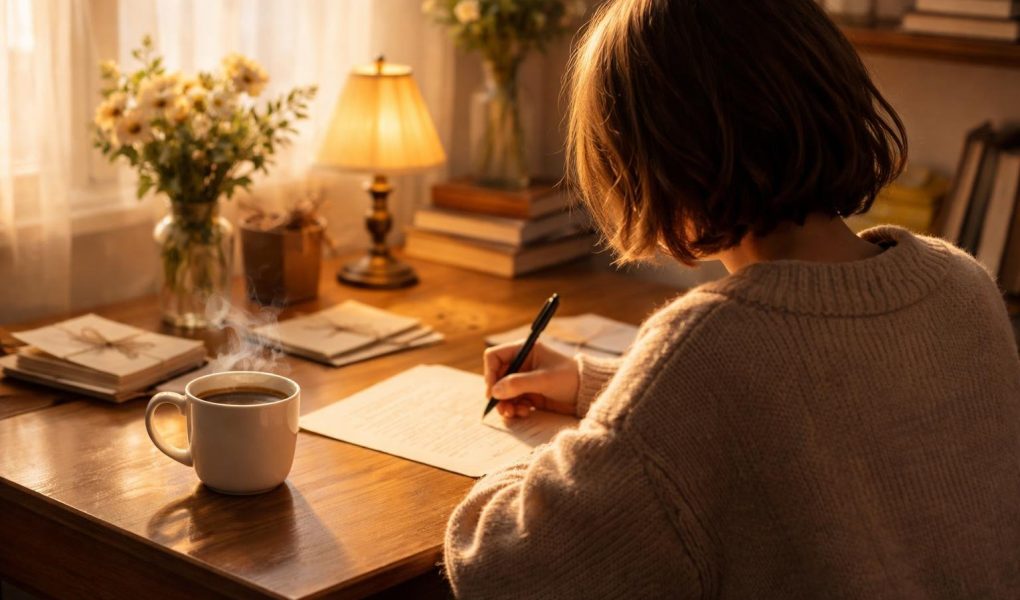 personne-bureau-stylo-cafe-lumiere-douce
