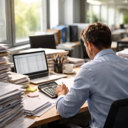 employe-bureau-documents-calculatrice-fenetre