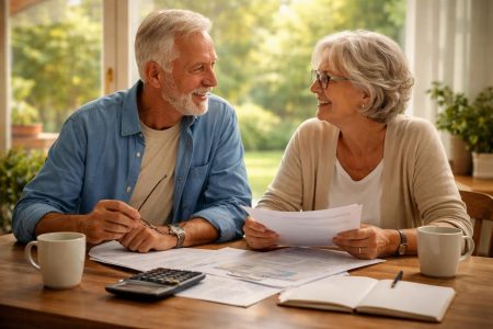 couple-senior-table-documents-jardin