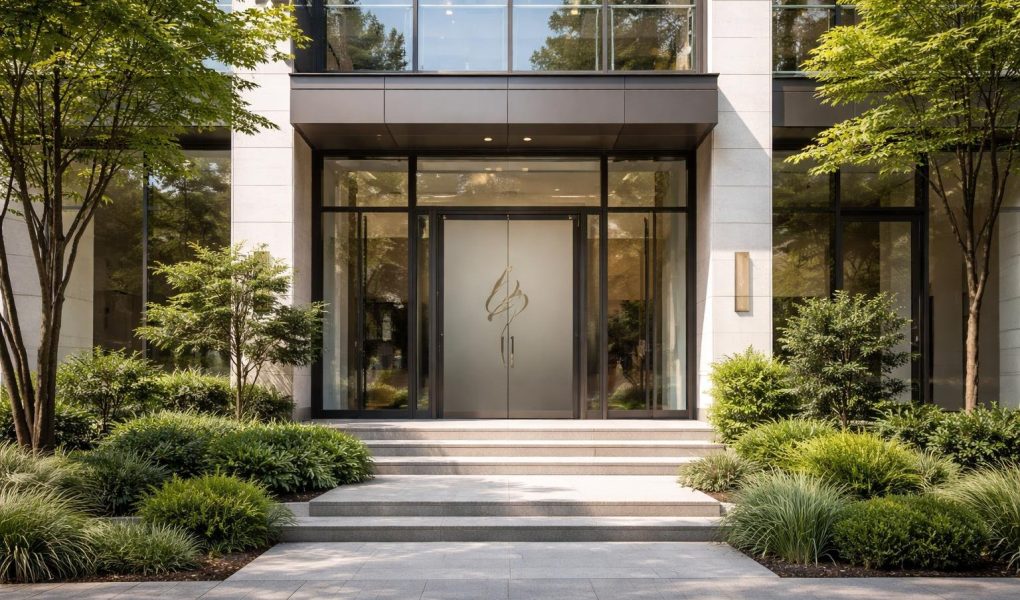 batiment-moderne-logo-arbres-plantes